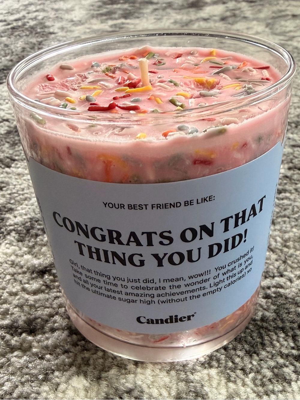Congrats Pink Sprinkle Celebration Candle